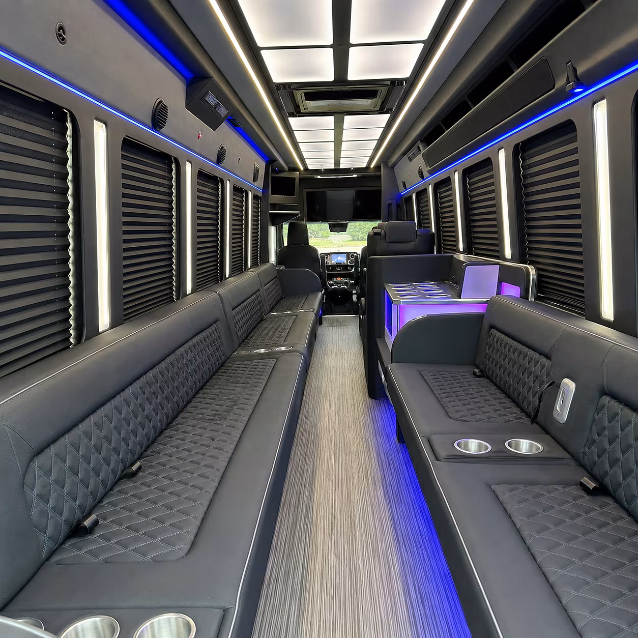 Elk Grove Bachelor & Bachelorette Transportation party bus interior