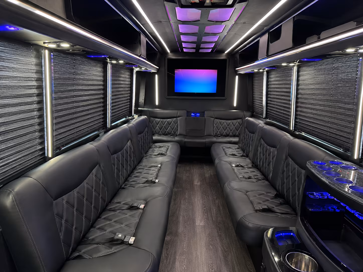Elk Grove Birthday, Sweet 16, & Quinceañera Transportation party bus exterior
